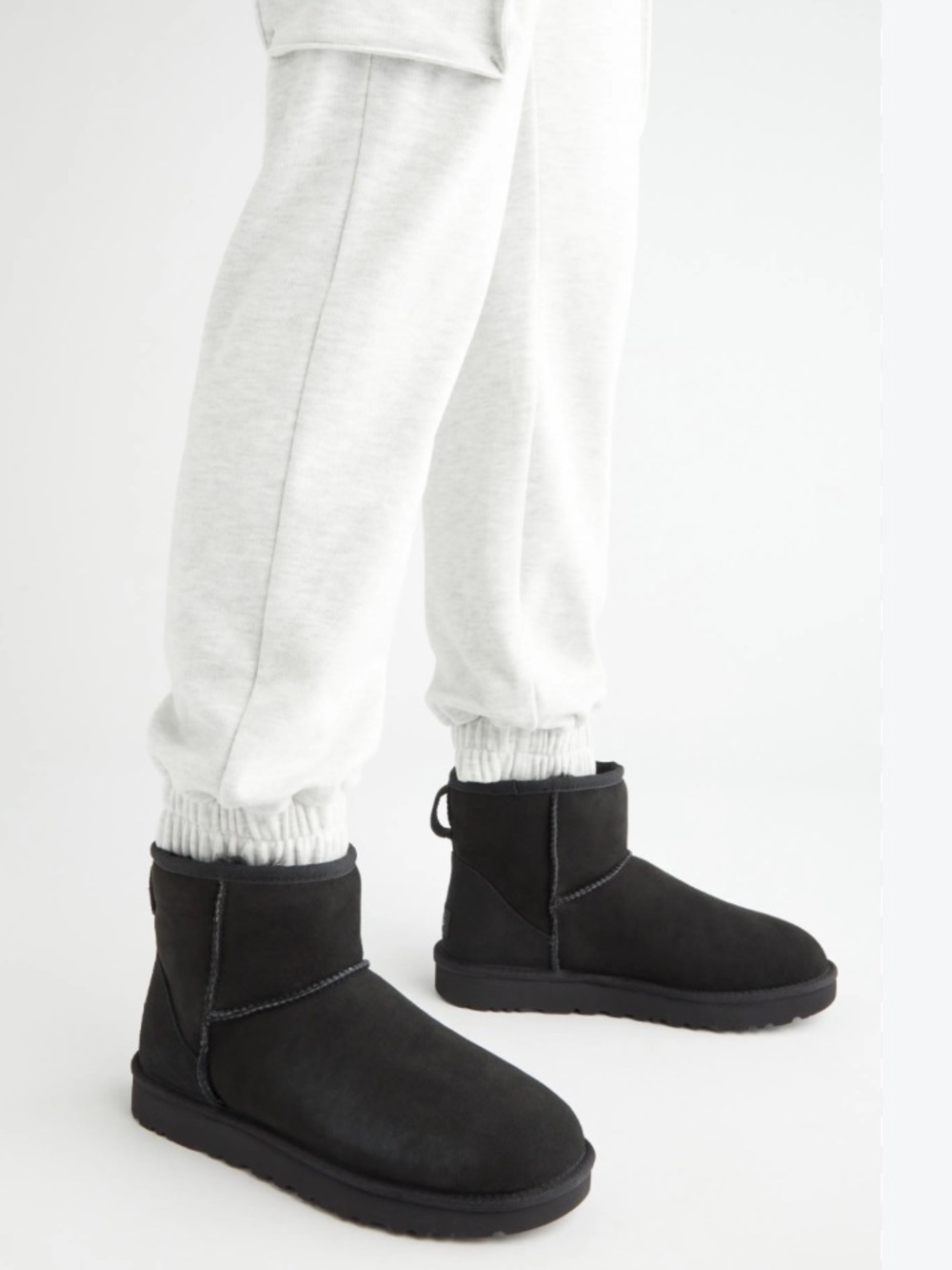 UGG Classic Mini II Genuine Shearling Lined Boots Black Size 10